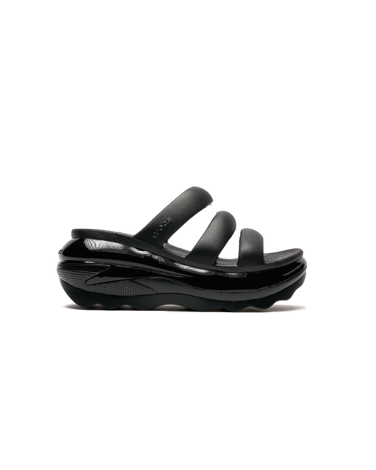 triple strap crocs black